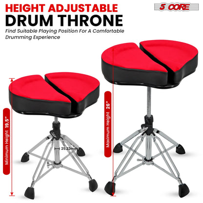 5Core Drum Throne Sponge Padded Guitar Stool Drummer Seat for Adults & Kids